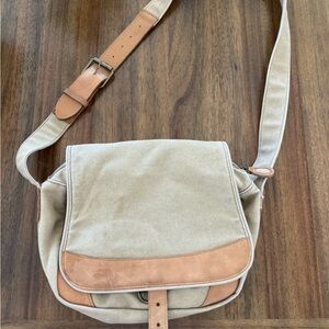 VTG L.L. Bean Messenger Field Bag Canvas leather crossbody adjustable strap